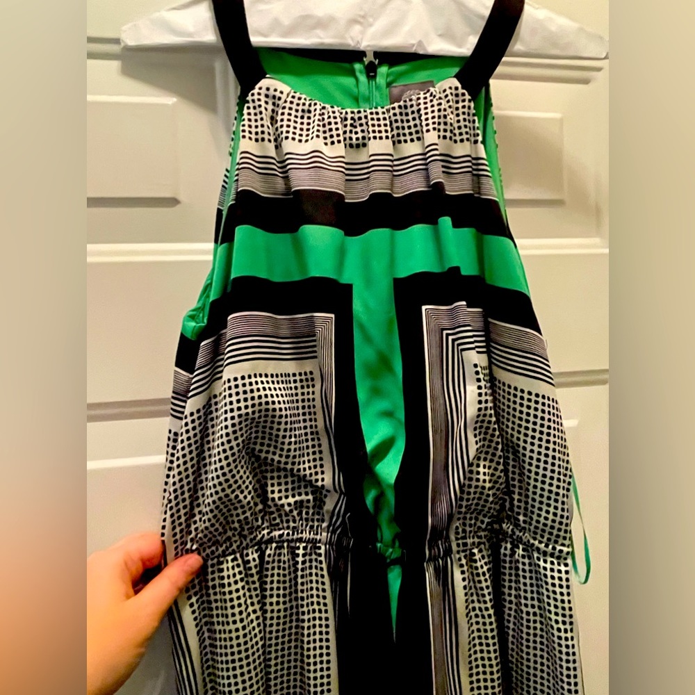 Green and black patterned maxi dress